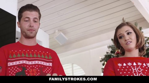 Stepsis Riley Mae plows me during our family's Christmas photo shoot